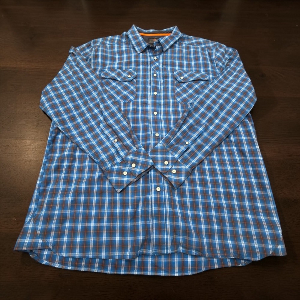 5.11 Tactical Button Down Shirt Mens XL Blue Plaid Long Sleeve Snap Pocket